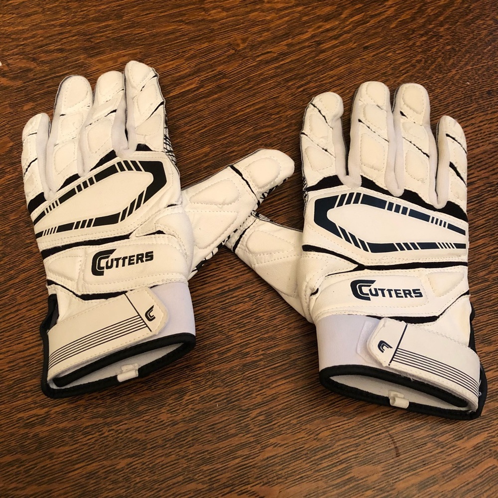 Cutters White Padded Football Gloves
